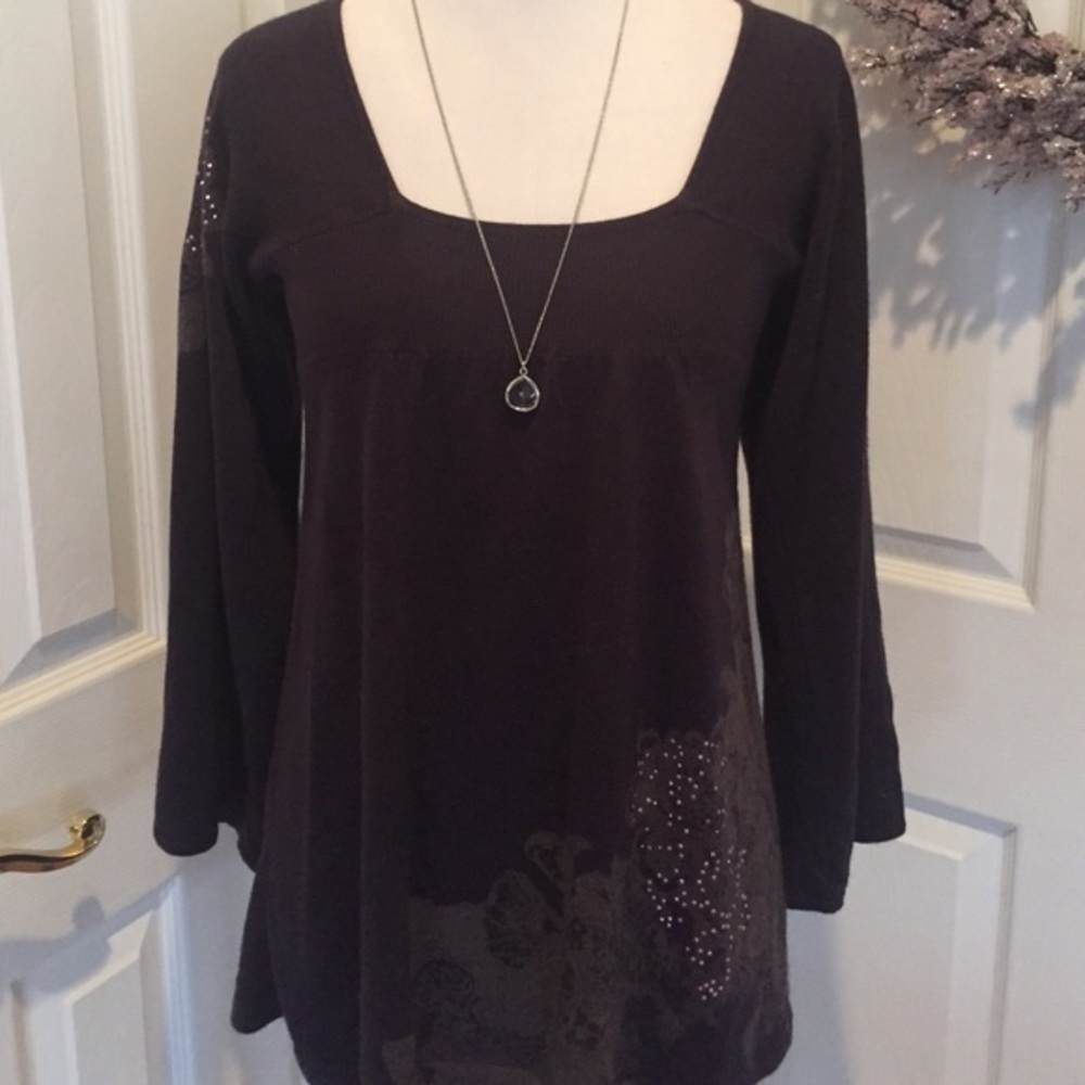 Deep purple sweater with embellishments